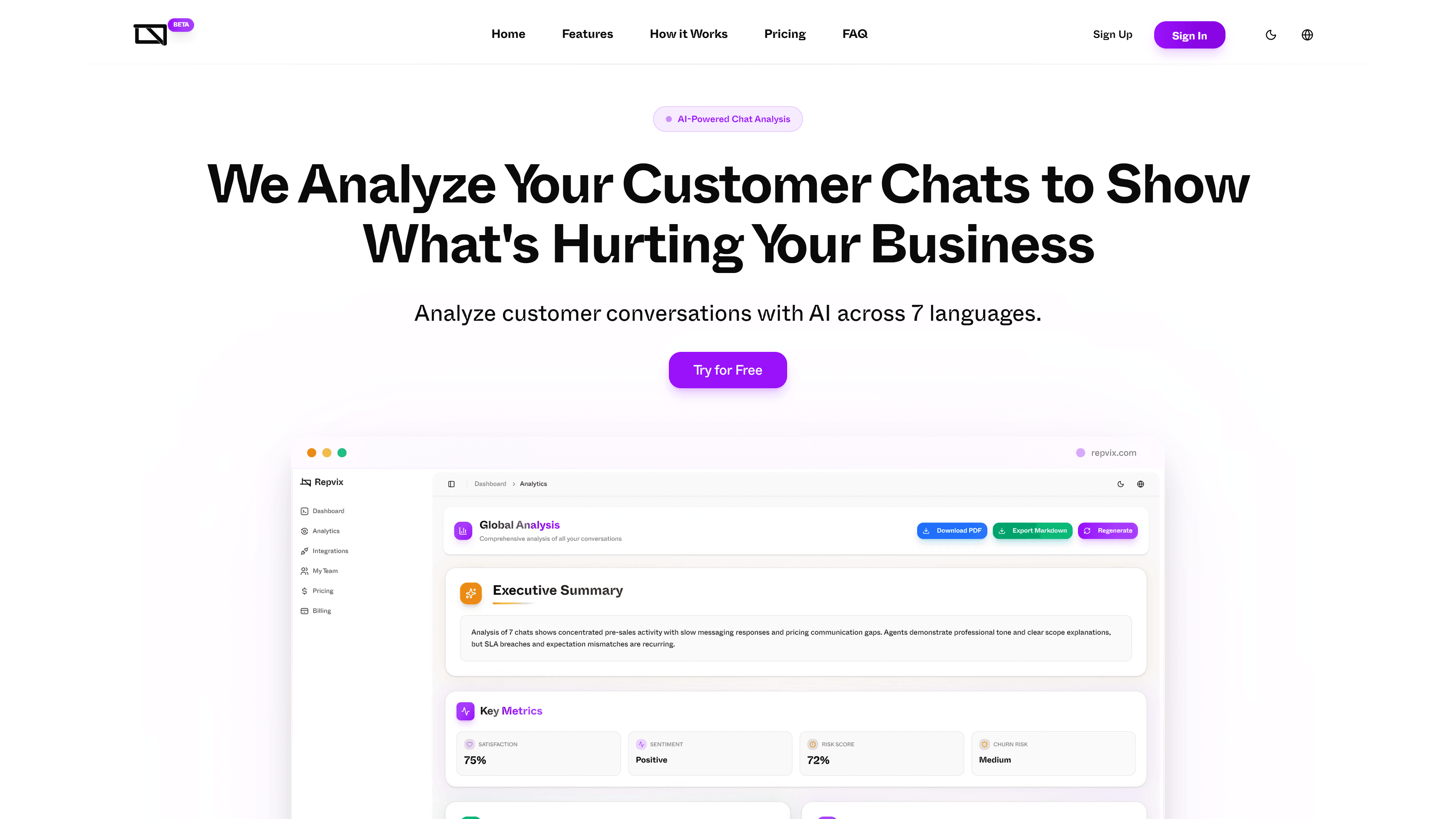 Repvix — AI-Powered Customer Analytics Platform